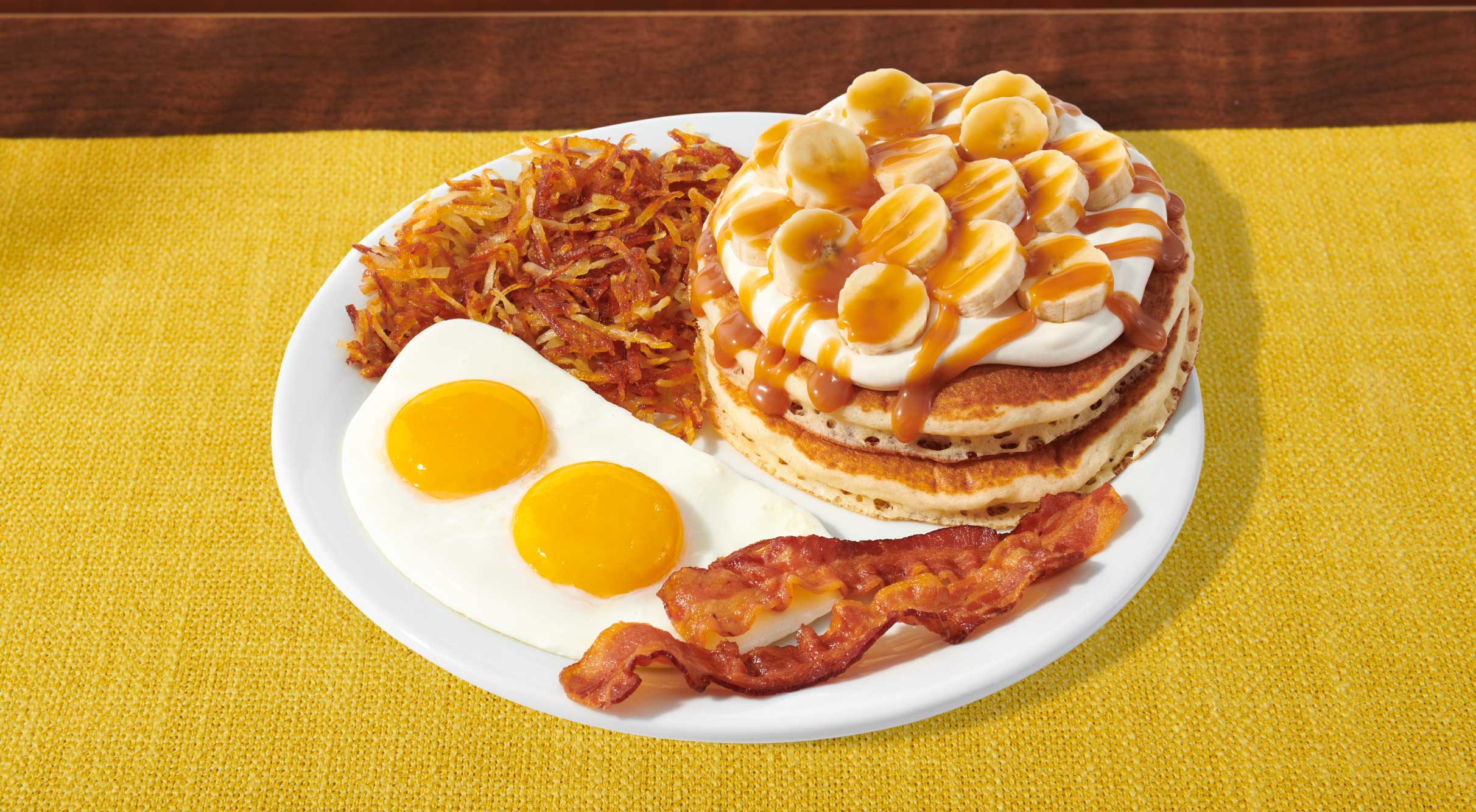 Denny's Canada Deerfoot Meadows Salted Caramel Banana Pancake Slam